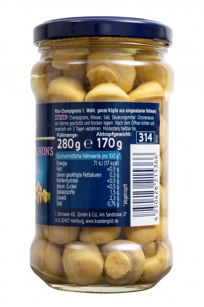 Küstengold Mini-Champignons ganze Köpfe 1. Wahl