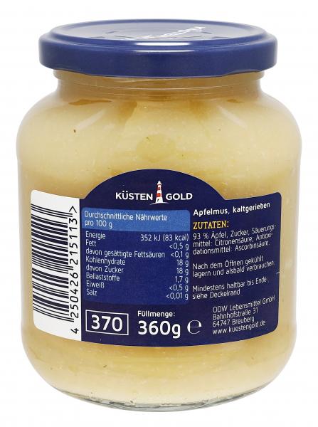 Küstengold Apfelmus gezuckert & kaltgerieben