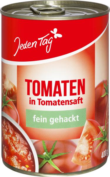 Jeden Tag Tomaten in Tomatensaft fein gehackt