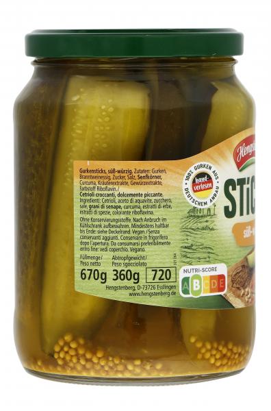 Hengstenberg Sticksi Gurkenviertel süß-würzig