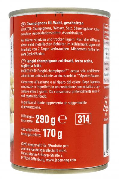 Jeden Tag Champignons III. Wahl geschnitten