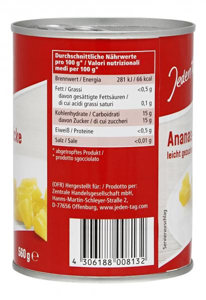 Jeden Tag Ananas Stücke leicht gezuckert