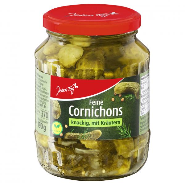 Jeden Tag Feine Cornichons knackig, mit Kräutern
