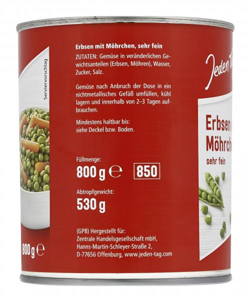 Jeden Tag Erbsen mit Möhren sehr fein