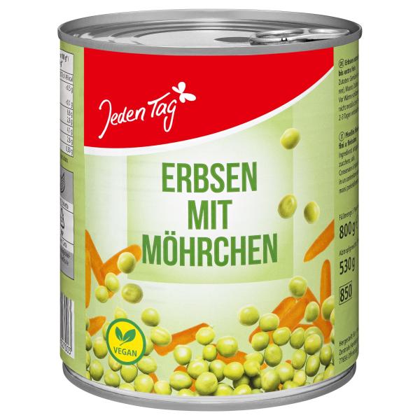 Jeden Tag Erbsen mit Möhren sehr fein