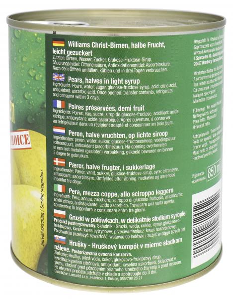 BelSun Williams Christ-Birnen halbe Frucht leicht gezuckert