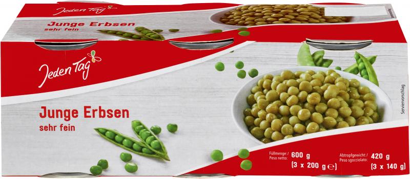 Jeden Tag Junge Erbsen sehr fein