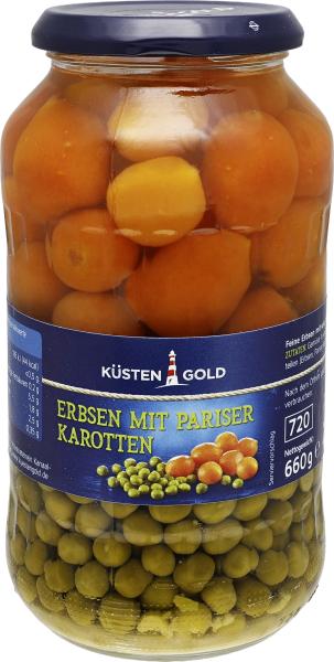 Küstengold Erbsen mit Pariser Karotten
