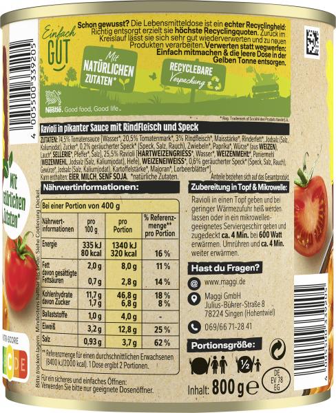Maggi Ravioli in pikanter Sauce mit Fleisch