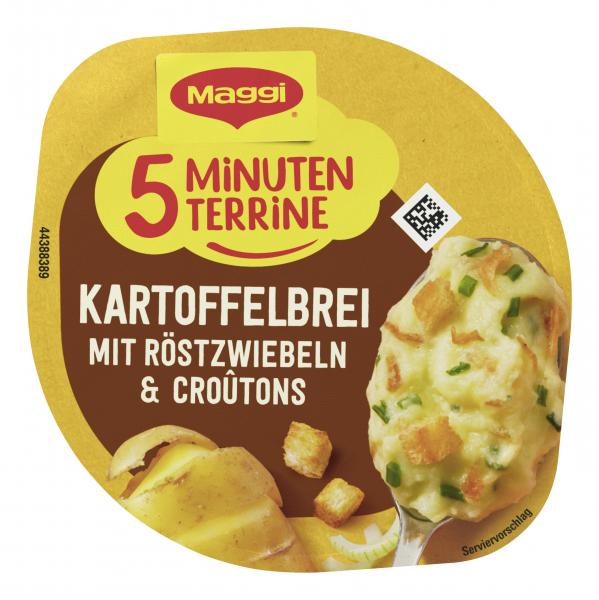 Maggi 5 Minuten Terrine Kartoffelbrei mit Röstzwiebeln & Croûtons