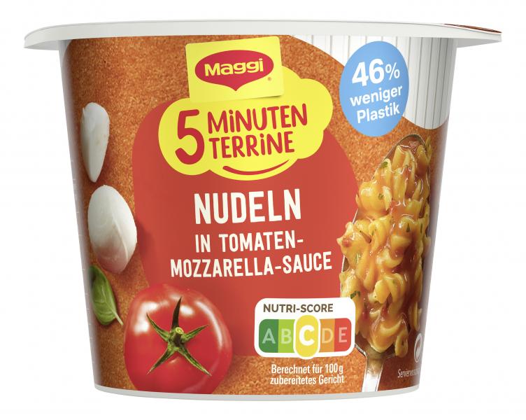 Maggi 5 Minuten Terrine Nudeln in Tomaten-Mozzarella-Sauce