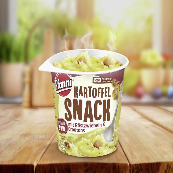 Pfanni Kartoffel Snack mit Röstzwiebeln & Croûtons