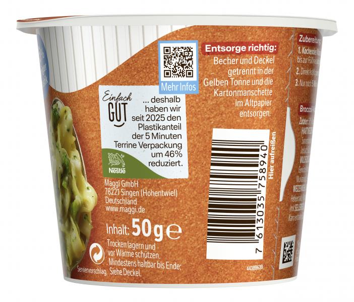 Maggi 5 Minuten Terrine Broccoli Nudeltopf