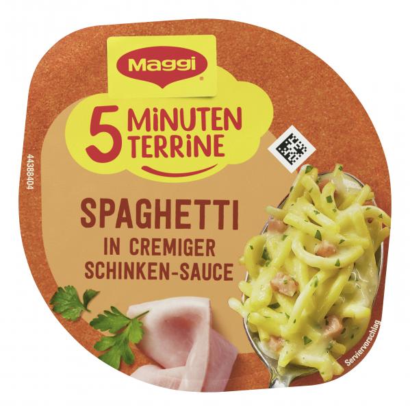 Maggi 5 Minuten Terrine Spaghetti in cremiger Schinkensauce
