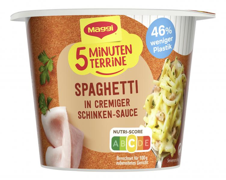 Maggi 5 Minuten Terrine Spaghetti in cremiger Schinkensauce