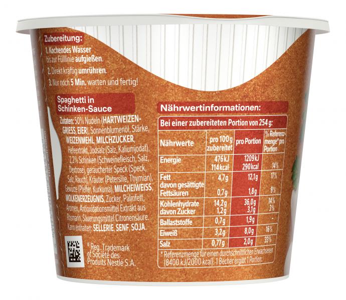 Maggi 5 Minuten Terrine Spaghetti in cremiger Schinkensauce