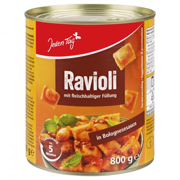 Jeden Tag Ravioli in Bolognesesauce