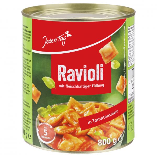 Jeden Tag Ravioli in Tomatensauce