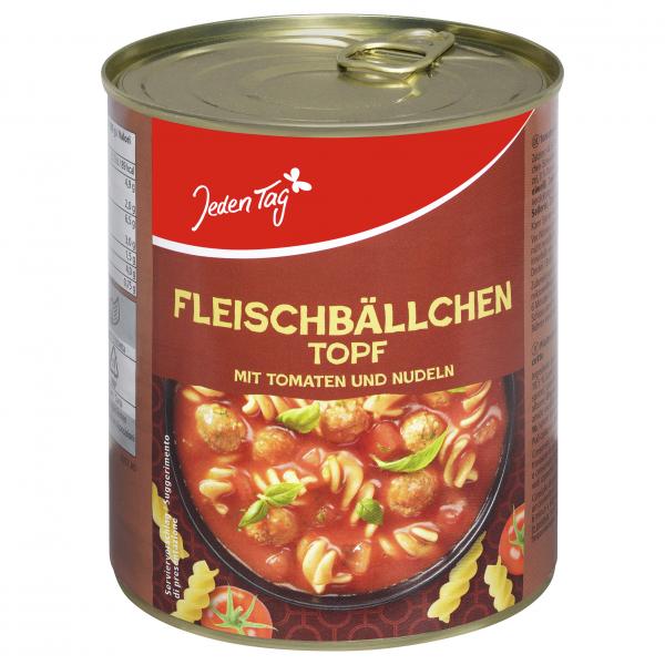 Jeden Tag Fleischbällchentopf mit Tomaten und Nudeln