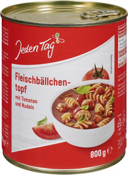 Jeden Tag Fleischbällchentopf mit Tomaten und Nudeln