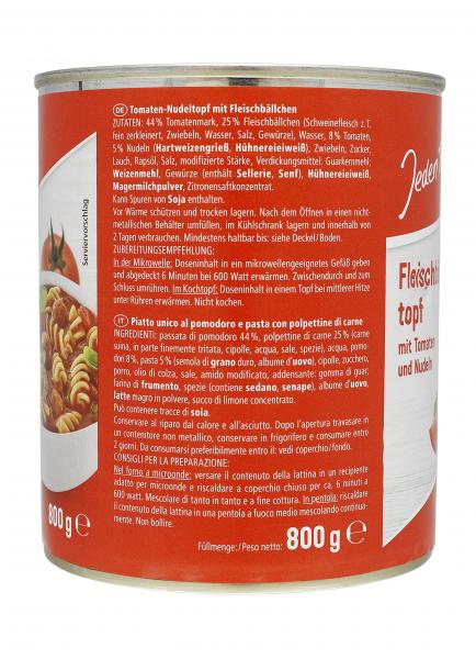 Jeden Tag Fleischbällchentopf mit Tomaten und Nudeln