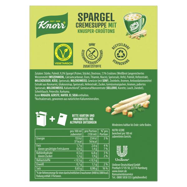 Knorr Quick Soup Spargel-Cremesuppe mit Knusper-Croûtons