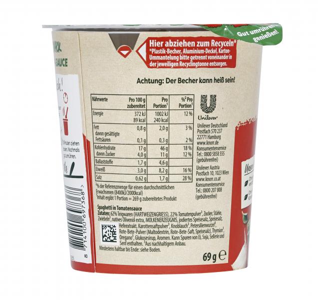 Knorr Pasta Snack Tomaten-Sauce