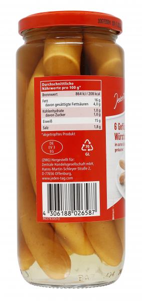 Jeden Tag Geflügelwürstchen