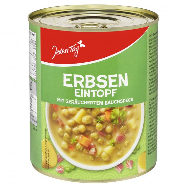 Jeden Tag Erbseneintopf mit geräuchertem Bauchspeck
