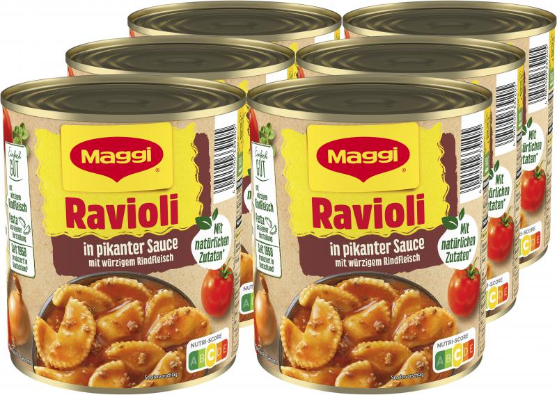 Maggi Ravioli in pikanter Sauce mit Fleisch