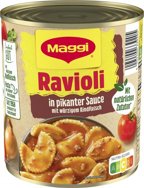 Maggi Ravioli in pikanter Sauce mit Fleisch