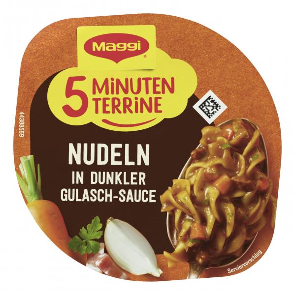 Maggi 5 Minuten Terrine Nudeln in dunkler Gulasch-Sauce
