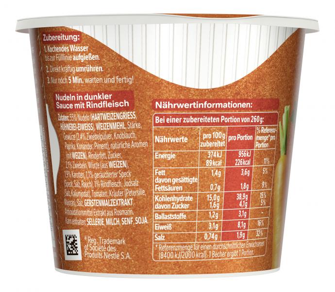 Maggi 5 Minuten Terrine Nudeln in dunkler Gulasch-Sauce