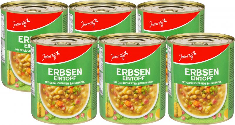 Jeden Tag Erbseneintopf mit geräuchertem Bauchspeck