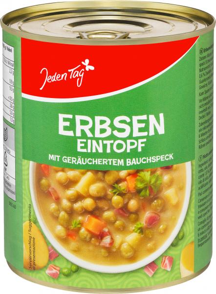 Jeden Tag Erbseneintopf mit geräuchertem Bauchspeck