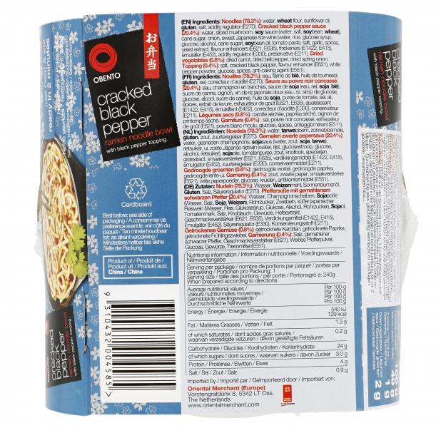 Obento Cracked Black Pepper Ramen Noodle Bowl