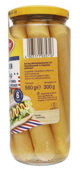 Gutfried Hähnchen Hot Dog Würstchen