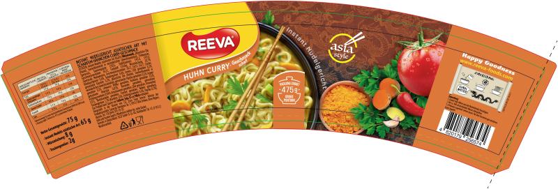 Reeva Instant Nudeln Huhn Curry - Geschmack scharf