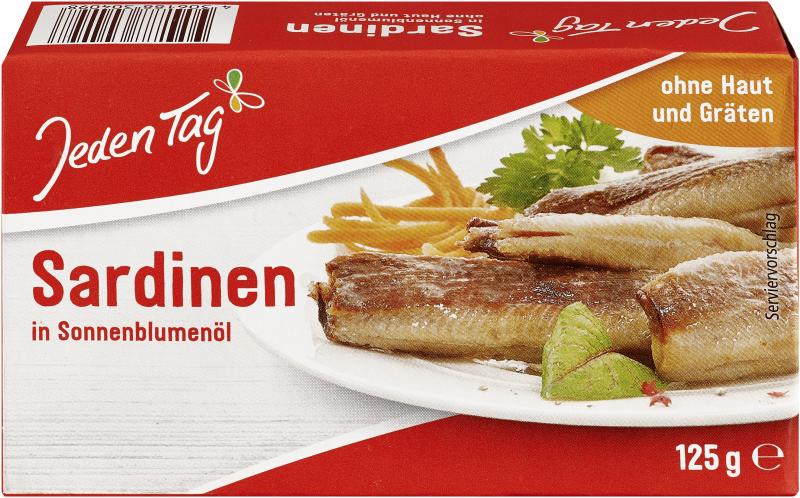 Jeden Tag Sardinen in Sonnenblumenöl