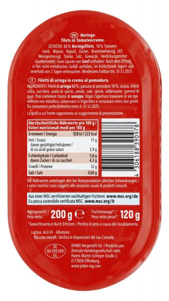 Jeden Tag Heringsfilets in Tomatencreme