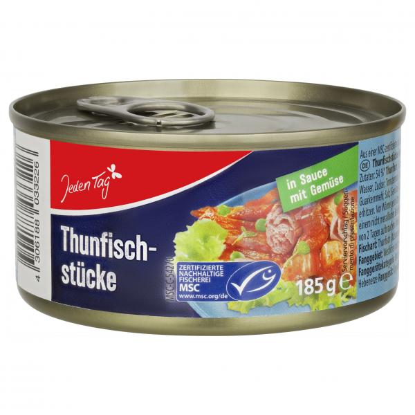 Jeden Tag Thunfisch-Stücke in pikanter Gemüsesauce