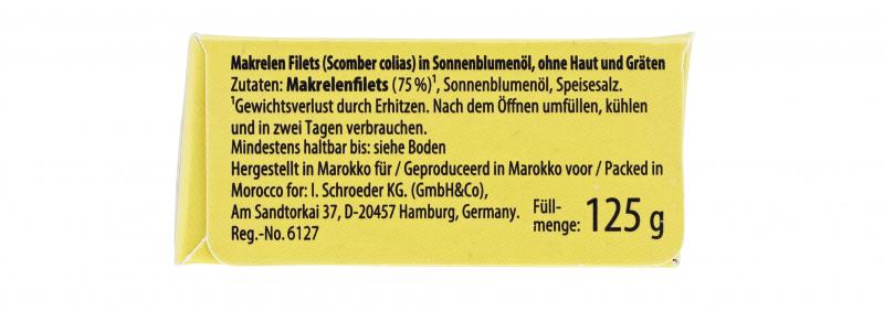 La Miranda Makrelenfilet in Sonnenblumenöl