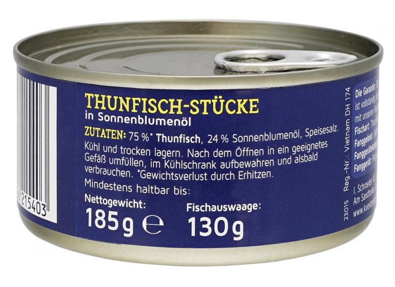 Küstengold Thunfisch-Stücke in Sonnenblumenöl
