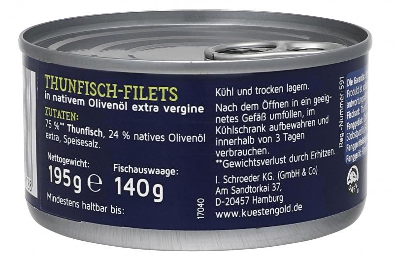 Küstengold Thunfisch-Filets mit Olivenöl