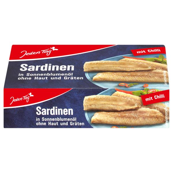 Jeden Tag Sardinen in Öl mit Chili
