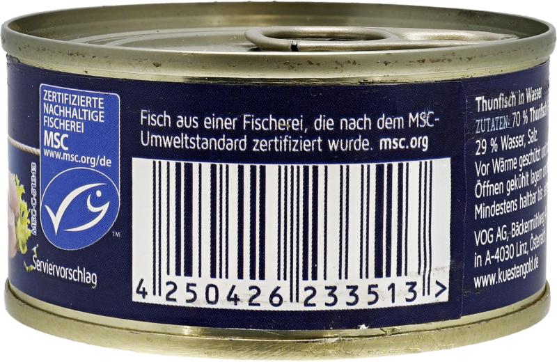 Küstengold Thunfisch MSC Filets in Wasser