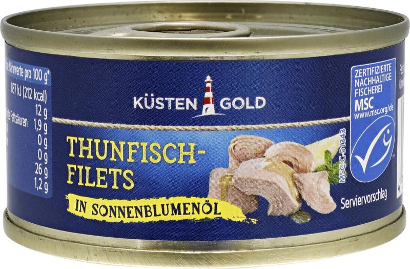 Küstengold Thunfisch MSC Filets in Sonnenblumenöl