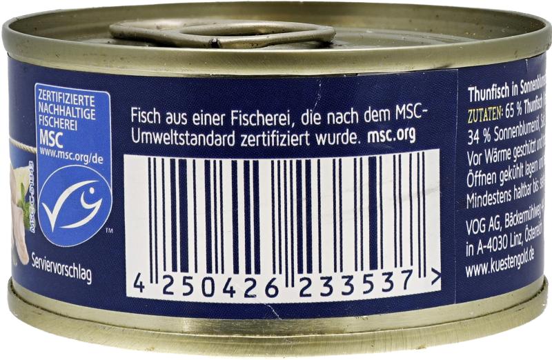 Küstengold Thunfisch MSC Filets in Sonnenblumenöl