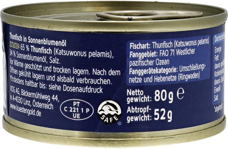 Küstengold Thunfisch MSC Filets in Sonnenblumenöl