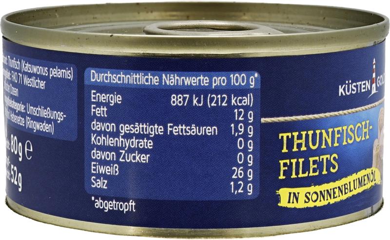 Küstengold Thunfisch MSC Filets in Sonnenblumenöl